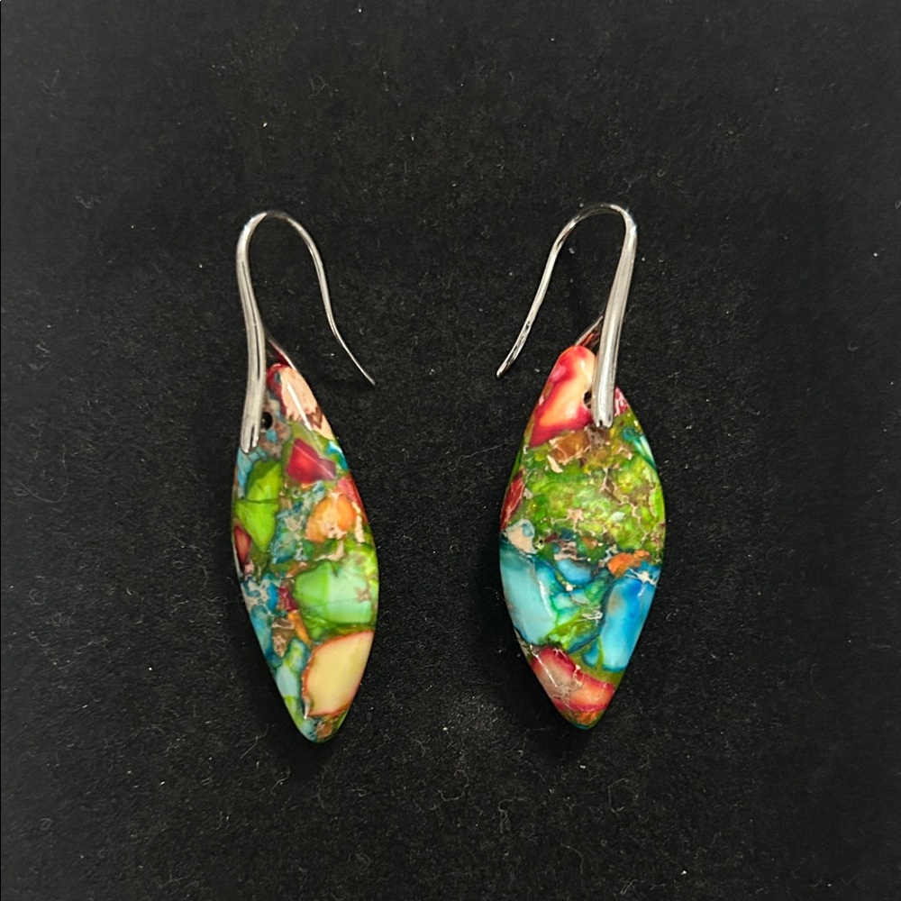 Boho Imperial Stone Leaf Earrings
